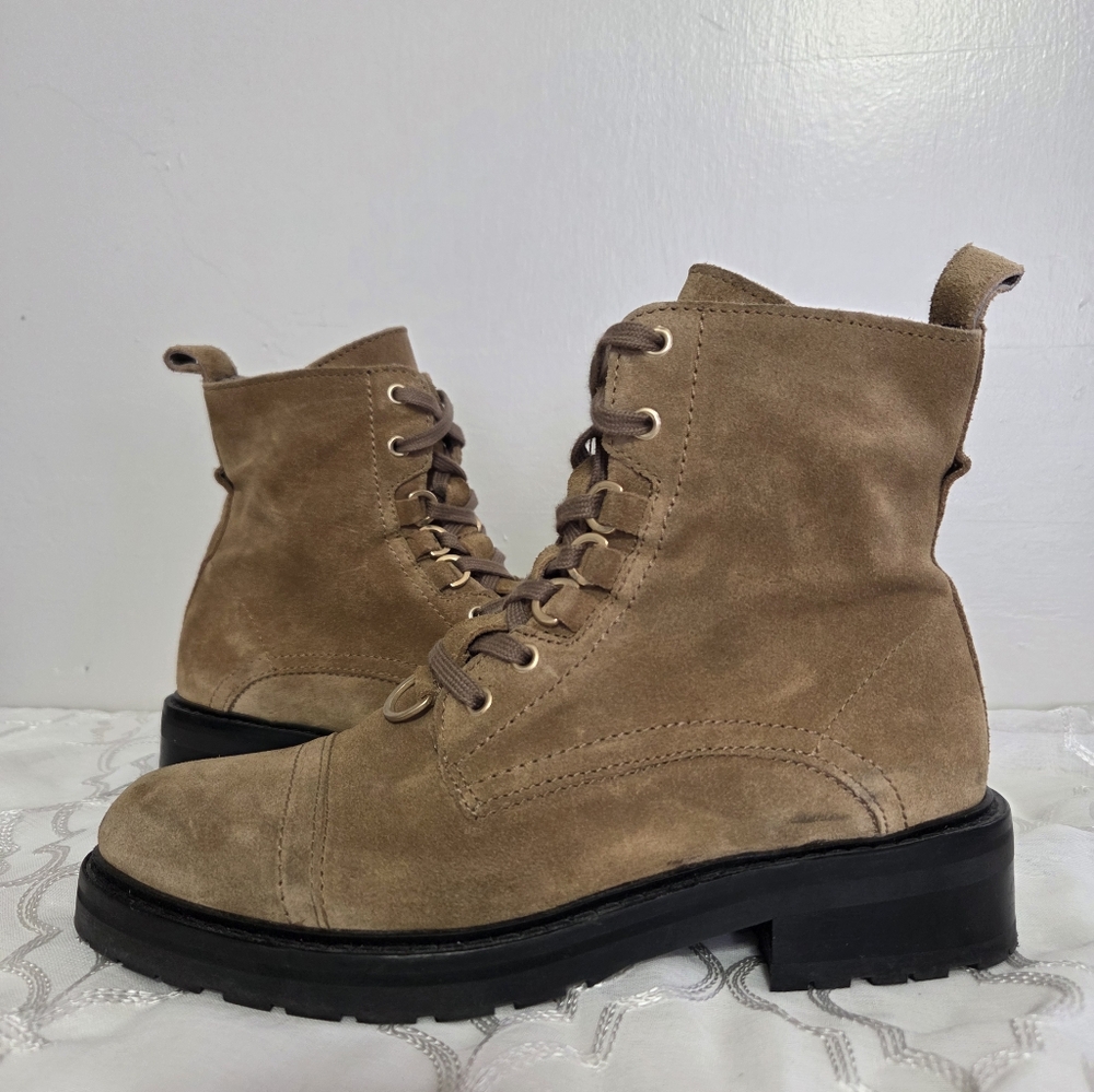 All Saints Lira Hiker Boots Tan Camel Suede Size 37(6.5)